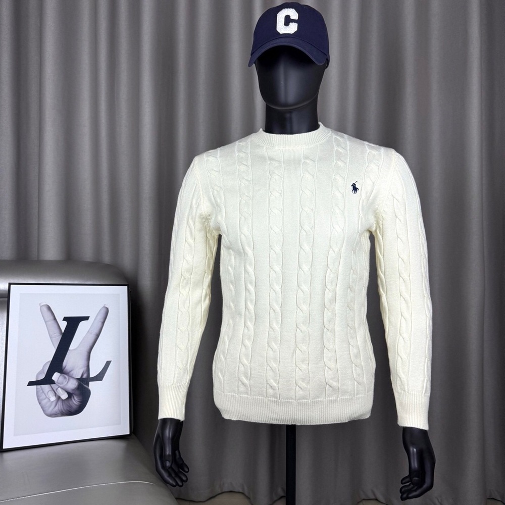 Polo by Ralph Lauren Men's Cream Cable Knit Sweater
